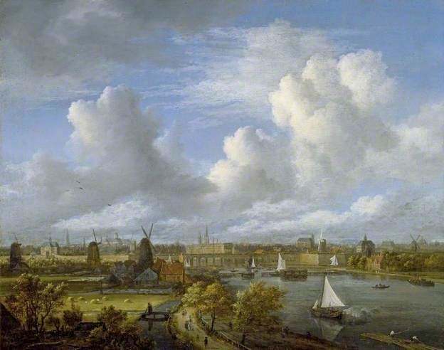 Panoramic view of the Amstel looking toward Amsterdam