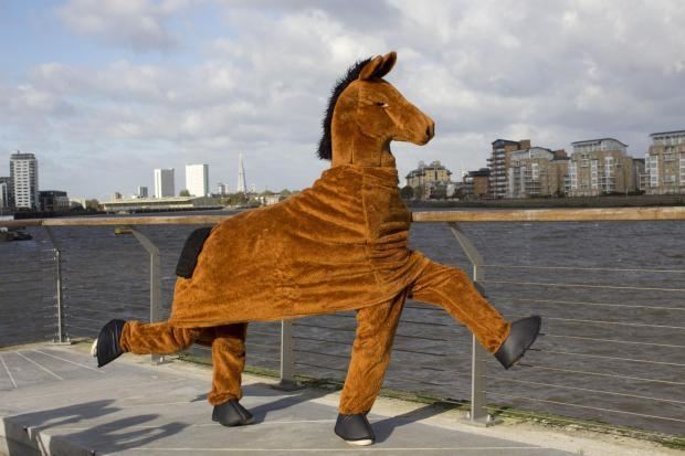 Pantomime horse VIDEO Darth Vader to cheer on London Pantomime Horse Race in