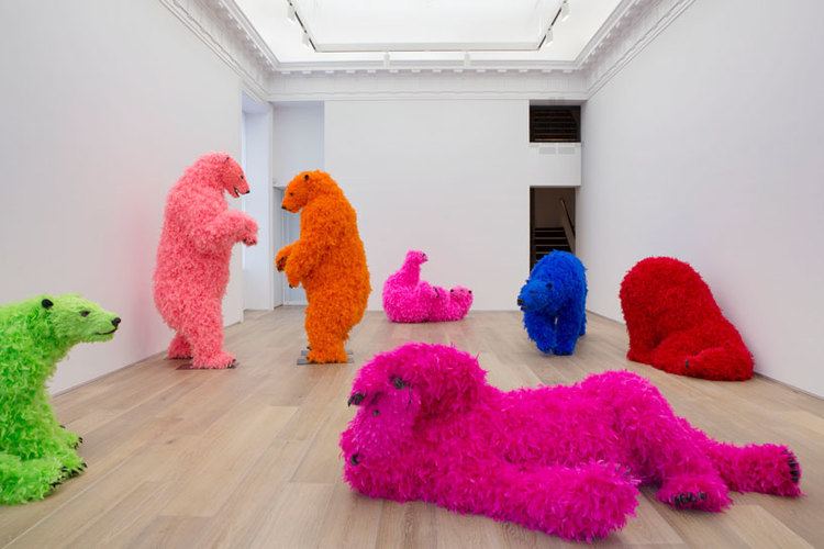 Paola Pivi paola pivi39s colorfully feathered bears inhabit galerie
