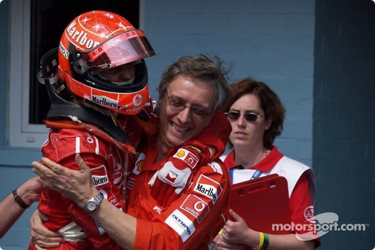 Paolo Martinelli Race winner Michael Schumacher celebrates with Paolo