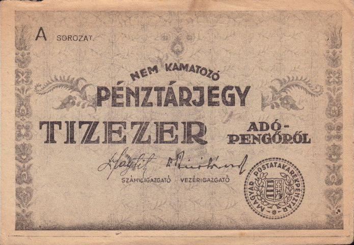 Paper money of the Hungarian adópengő