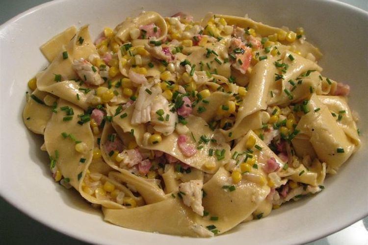 Pappardelle Pappardelle with Corn Lobster Pancetta and Crme Frache Recipe
