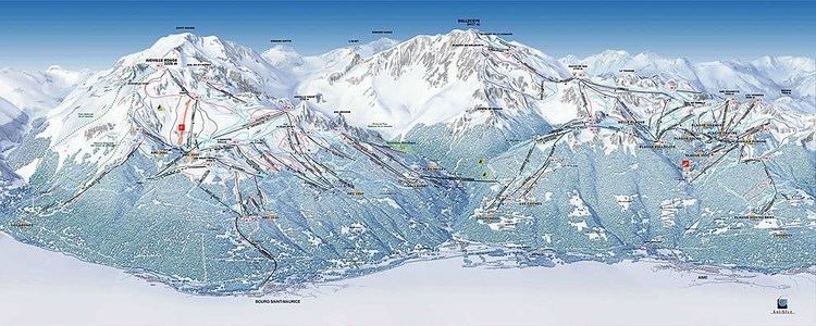 Paradiski Paradiski and Les Arcs ski area piste map Arc 1950