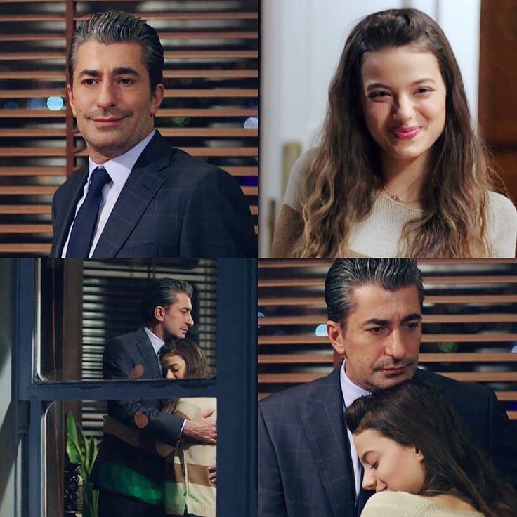 Scene from "Paramparça", a Turkish television drama series featuring Erkan Petekkaya and Leyla Tanlar hugging each other.