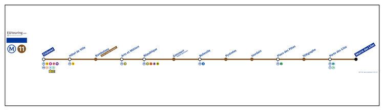 Paris Métro Line 11 Paris Metro Maps plus 16 Metro Lines with stations