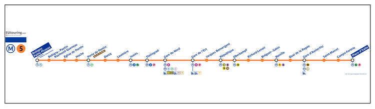 Paris Métro Line 5 Paris Metro Maps plus 16 Metro Lines with stations