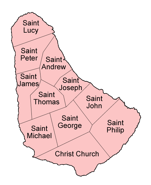 Parishes of Barbados Barbados Parishes Blank Mapsofnet