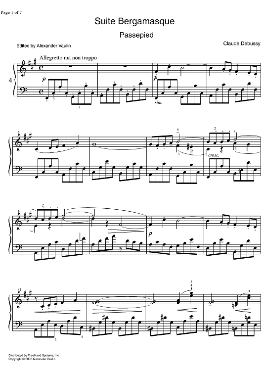 Passepied Passepied from Suite Bergamasque Piano Sheet Music For Piano and