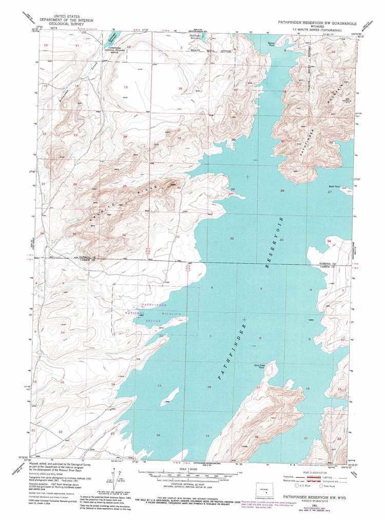 Pathfinder Reservoir Pathfinder Reservoir Nw topographic map WY USGS Topo Quad 42106d8