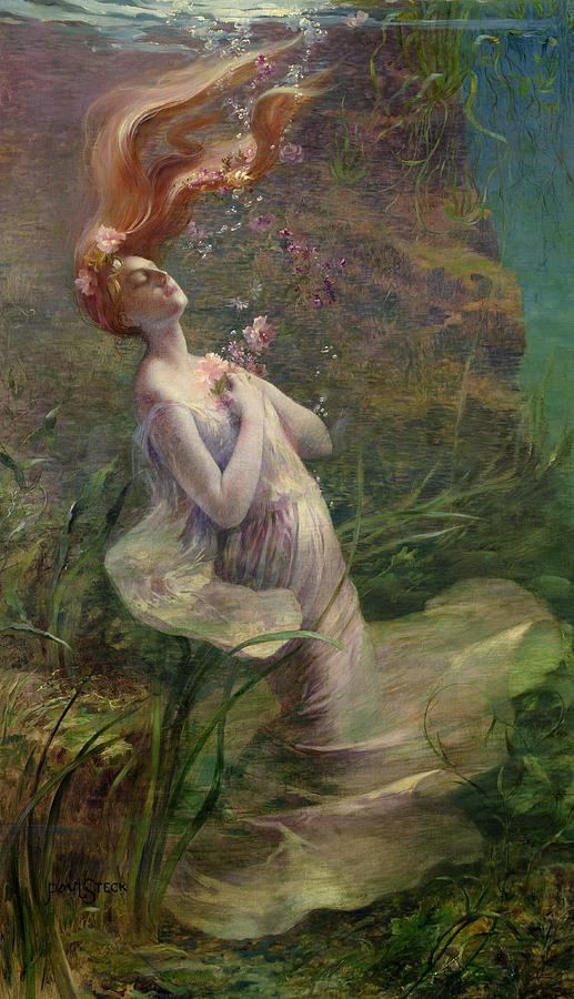 Paul Albert Steck Ophelia Drowning Painting by Paul Albert Steck