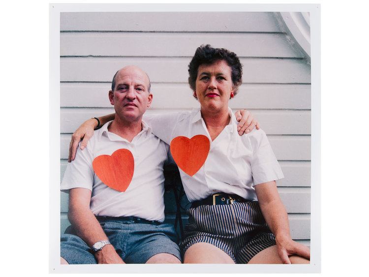 Paul Cushing Child and Julia Child wearing white sleeves while celebrating valentine's day together