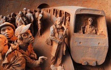 Paul Day (sculptor) St Pancras sculpture gets 39offensive39 skeleton train