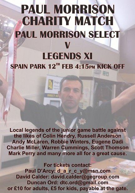 Paul Morrison (footballer) Charity match for Paul Morrison North Region Junior Football League