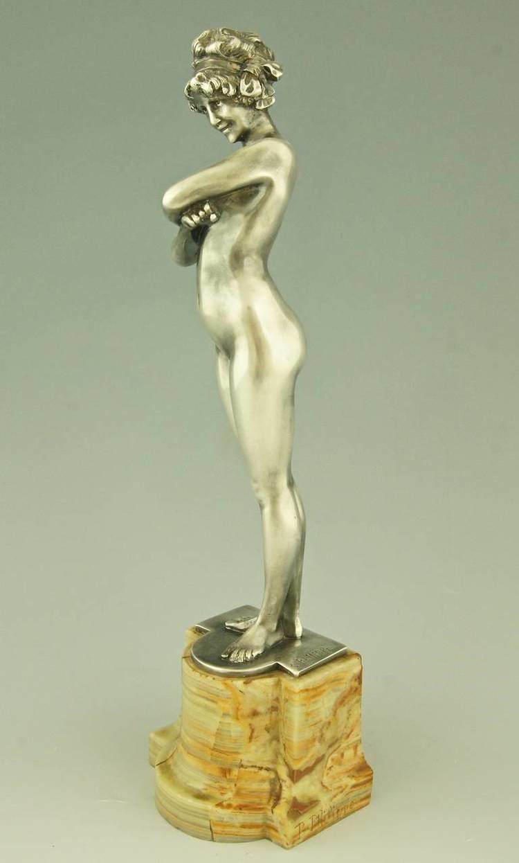 Paul Philippe Art Deco Silvered Bronze sculpture Nude by Paul Philippe France