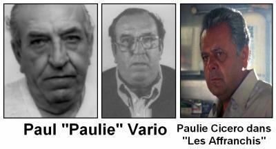 On the left and center, Paul Vario's serious face, while on the right, Paul Sorvino wearing beige long sleeves