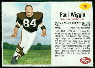 Paul Wiggin Paul Wiggin 1962 Post Cereal 75 Vintage Football Card Gallery