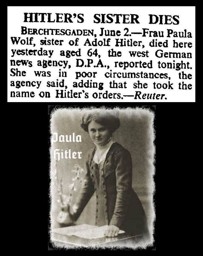 Paula Hitler 1st June 1960 Death of Paula Wolf sister of Adolf Hitle Flickr