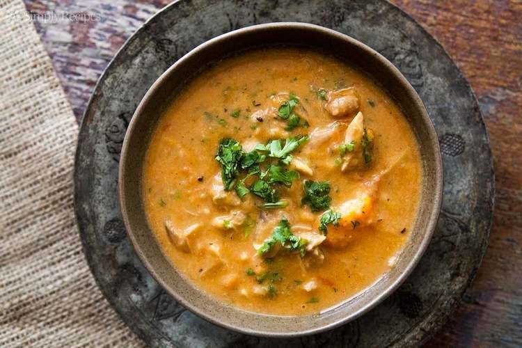 Peanut soup African Chicken Peanut Stew Recipe SimplyRecipescom