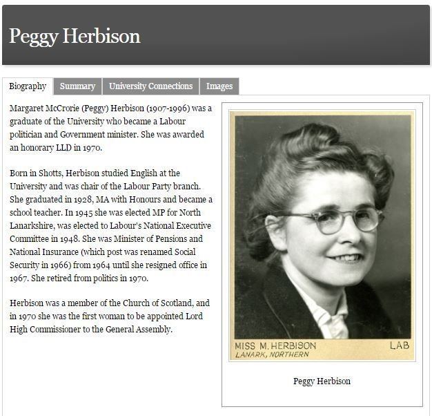 Peggy Herbison UofGlasgowASC on Twitter OnThisDay in 1907 Peggy Herbison Labour