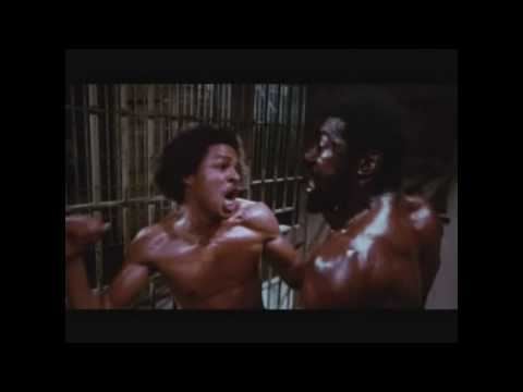 Leon Isaac Kennedy is fighting with Badja Djola in a scene from the 1979 American blaxploitation drama film, Penitentiary