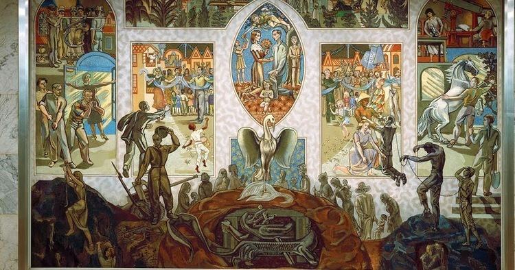 A painting called "Mural for Peace" by Per Krohg.