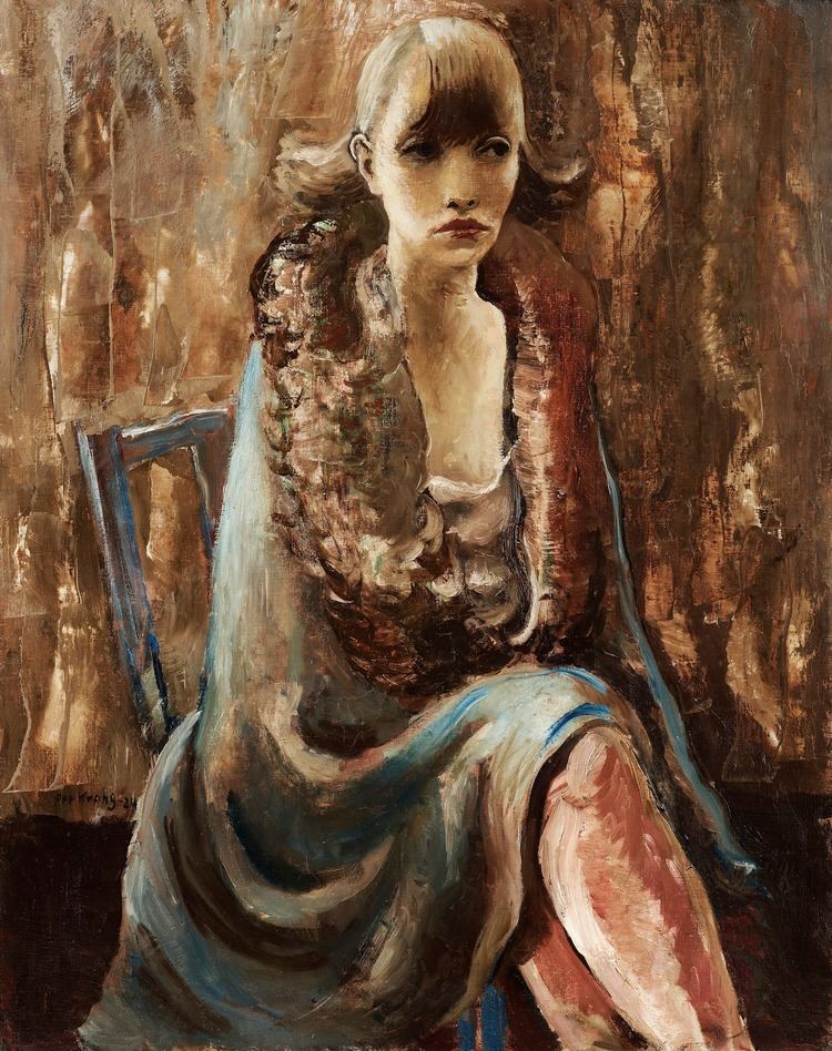 A painting called "Sitting Woman" by Per Krohg.