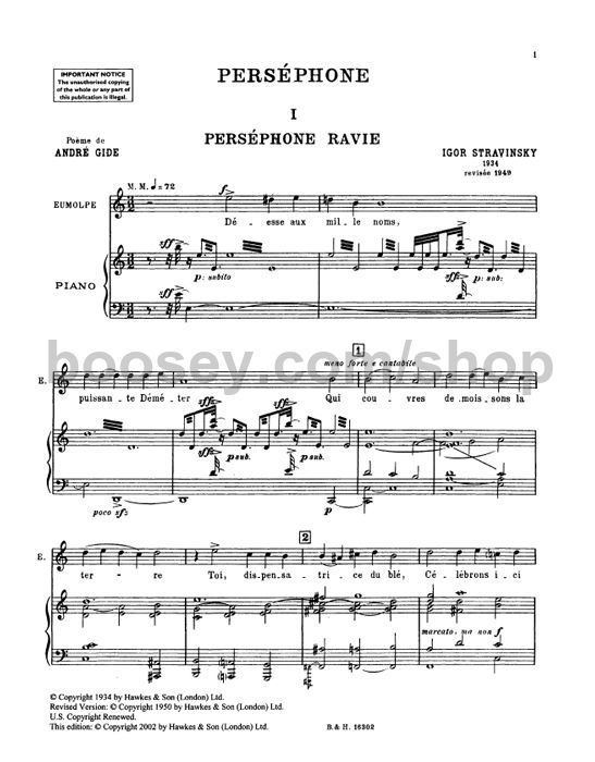 Perséphone (Stravinsky) Igor Stravinsky Persephone