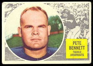 Pete Bennett (Canadian football) 1960 TOPPS CFL FOOTBALL 69 PETE BENNETT HOF VGEX TORONTO ARGONAUTS