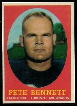 Pete Bennett (Canadian football) Pete Bennett 1958 Topps CFL 69 Vintage Football Card Gallery
