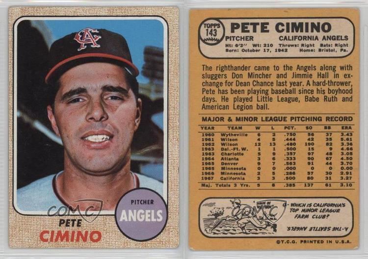 Pete Cimino 1968 Topps 143 Pete Cimino Los Angeles Angels Baseball Card eBay