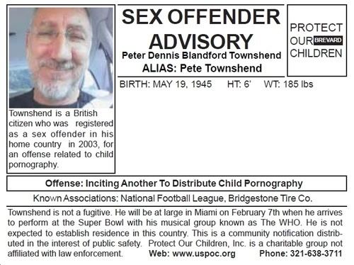 Pete Townshend Whos a registered Paedophile labour25