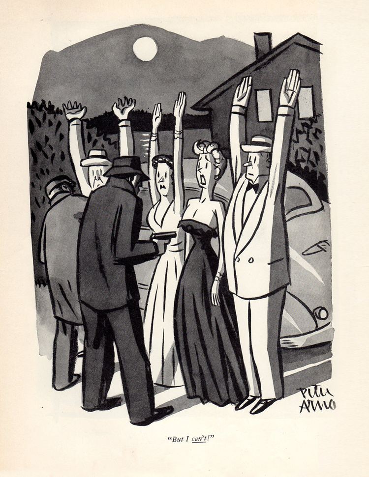 "But I can't!" cartooned by Peter Arno