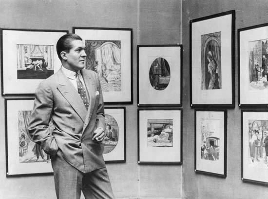 Peter Arno with his art works at Leicester Galleries