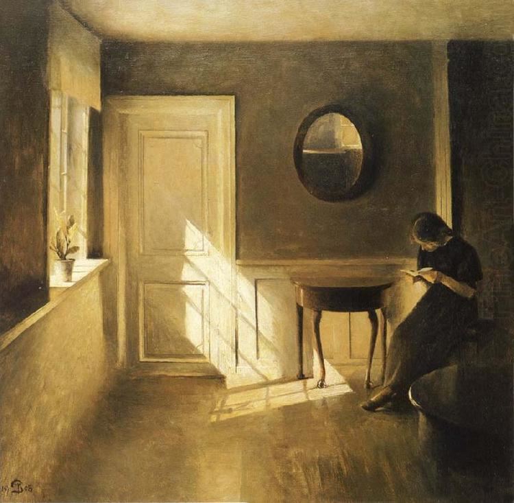 Peter Ilsted Interior with Girl Reading Peter ilsted Wholesale Oil