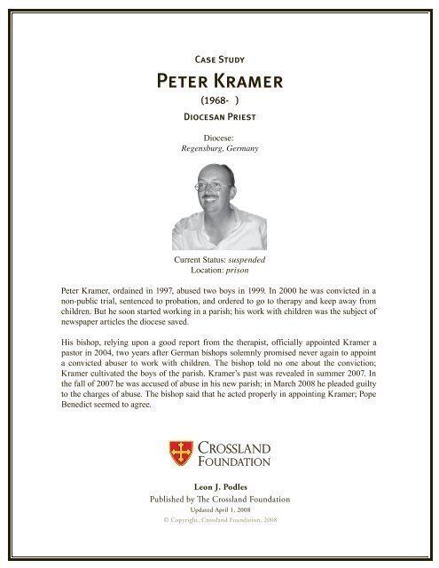 Peter Kramer Case Study - Author Leon J. Podles