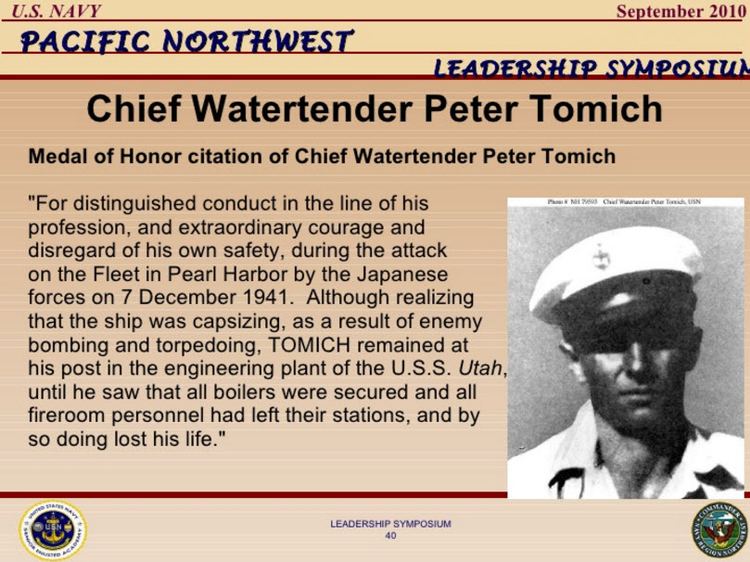 Peter Tomich Chief Watertender Peter Tomich posthumously received Medal of Honor