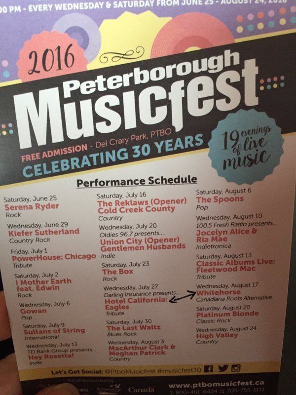 Peterborough Musicfest Here Is The Peterborough Musicfest 2016 Lineup For 30th Anniversary
