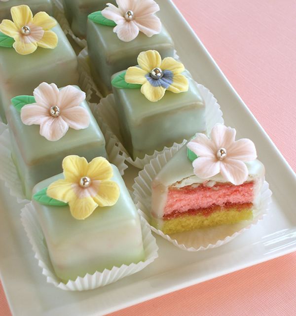 Petit four Spring Blossom Petits Fours or Petit Four Squares CraftyBaking