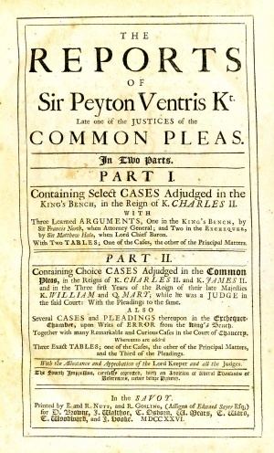 Peyton Ventris The Reports of Sir Peyton Ventris Wythepedia The George Wythe
