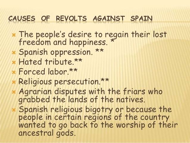 Philippine revolts against Spain Filipino revolts
