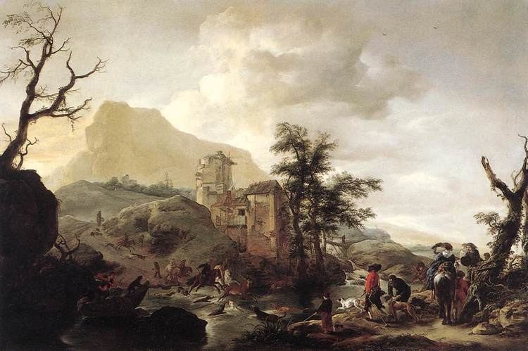 Philips Wouwerman Stag Hunt in a River by WOUWERMAN Philips