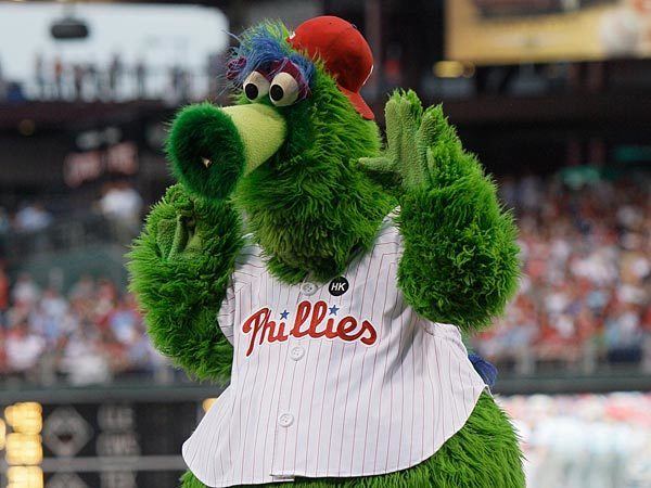 Phillie Phanatic The Phillie Phanatic and Mr Met set aside bad blood for good cause
