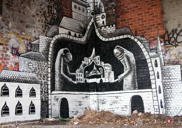 Phlegm (artist) Large Black and White murals of graffiti artist Phlegm Art