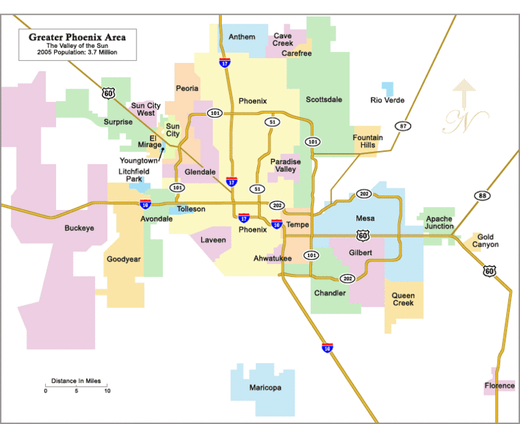 Phoenix metropolitan area Phoenix Arizona Area Map of Greater Phoenix and Scottsdale Area