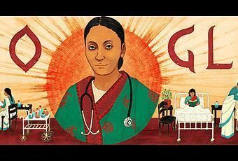 The Google Doodle by illustrator Shreya Gupta shows the courageous Dr. Rukhmabai Raut among her patients, doing the dedicated work of a skilled physician.