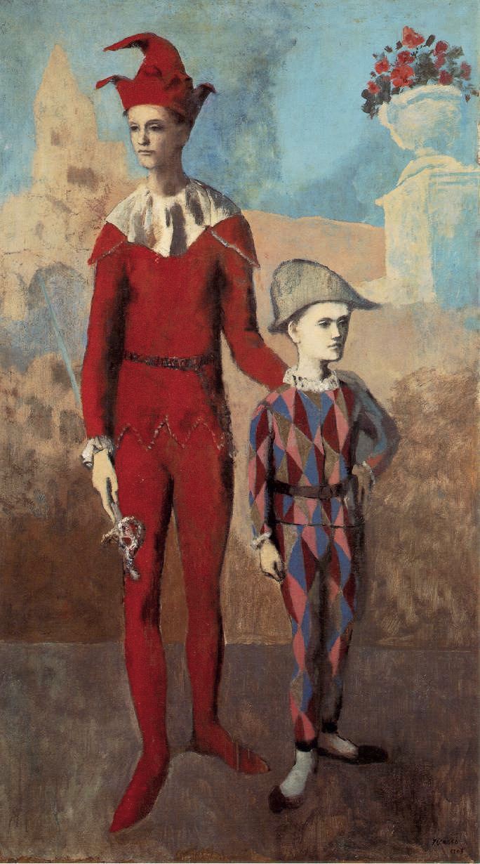 A painting called "Acrobat and Young Harlequin" in 1905 by Pablo Picasso.