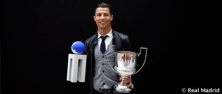 Pichichi Trophy Cristiano Ronaldo is presented with the Pichichi and Alfredo Di