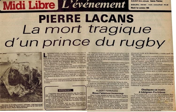 Pierre Lacans Pierre Lacans une Lgende biterroise Rugbiterre Supporters ASBH