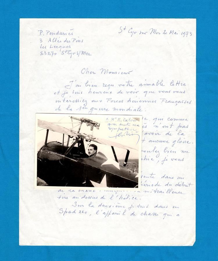 Pierre Pendaries Pierre Pendaries French Fighter World War I Ace Nieuport Spad