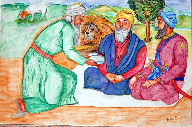 Pir Budhan Shah Guru Nanak With Pir Baba Budhan Shah And Guru Hargobind Ji Painting
